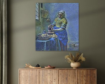 Het Melkmeisje van Johannes Vermeer door de ogen van Vincent van Gogh van Slimme Kunst.nl