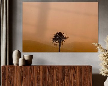 Palm tree in orange landscape - Calima by Linda Bouritius