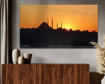Moskee in Turkije tegen de zonsondergang van Hans-Heinrich Runge
