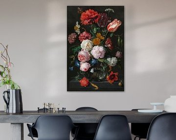 Bloemen in glazen vaas - Origineel