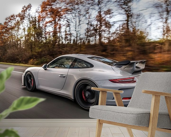 Beispiel fototapete: Porsche 911 GT3 4.0 bei hoher Geschwindigkeit von Bas Fransen