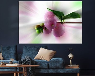 sneeuwbes - symforicarpos - vrijgesteld tegen een abstracte achtergrond