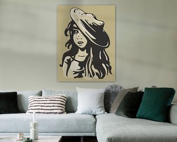 Bildnis Mädchen mit Hut - Sandfarbe von Emiel de Lange