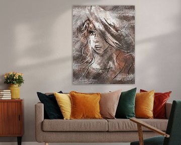 Abstract portrait young woman by Emiel de Lange