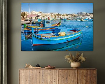 Traditional Maltese fishing boats, Marsaxlokk van Marcel Bakker