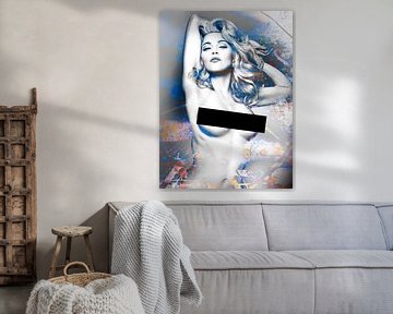 Madonna Truth of Dare Naked Abstract Blue Orange by Art By Dominic