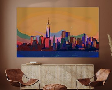 Skyline view New Jersey - POPART STYLE - by The Art Kroep