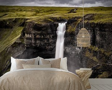 Haifoss water fall in Iceland during a dark stormy day by Sjoerd van der Wal Photography