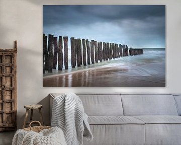 Long exposure of mussel poles on the Opal Coast in France by Daan Duvillier | Dsquared Photography
