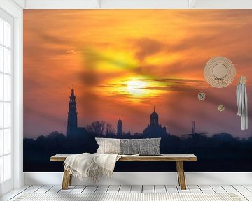 Walking on Fire (skyline Middelburg) by Thom Brouwer