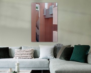 Muralla Roja reisfotografie print ᝢ abstracte roze architectuurfoto