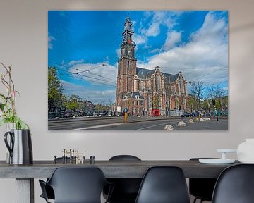 Paysage urbain d'Amsterdam avec la Westerkerk aux Pays-Bas sur Eye on You