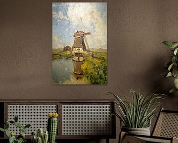 Een windmolen in de polder bekend als "In de maand Juli" door Paul Gabriel, c. 1889, neder van Eye on You