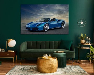 Ferrari 488 Spider blauw van Gert Hilbink