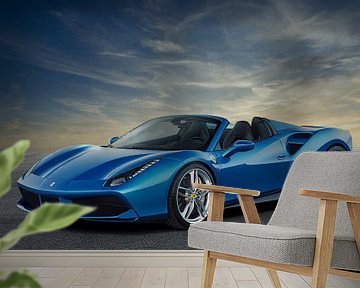 Ferrari 488 Spider blauw van Gert Hilbink