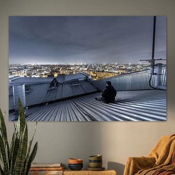 Skyline von Gent mit Person