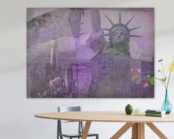 New York city Collage, purple (voor andere kleuren zie album collages) van Anita Meis