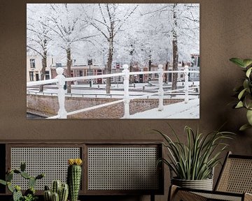 Typisch Nederlandse huizen in Kampen in de winter van Sjoerd van der Wal