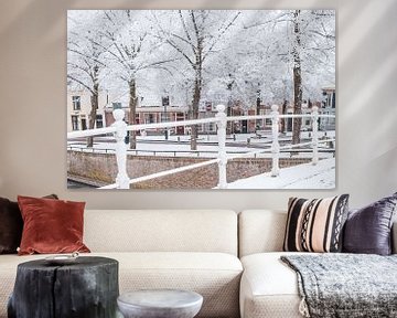 Typisch niederländische Häuser in der Stadt Kampen im Winter von Sjoerd van der Wal Fotografie