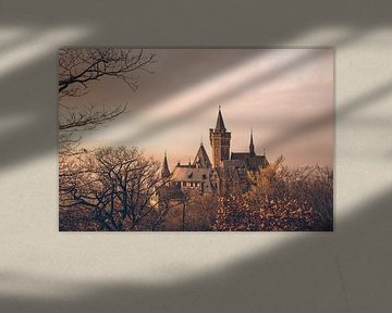 Coucher de soleil et brouillard au château de Wernigerode