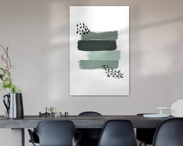 Green Paint Brush Strokes - Abstracte Print van MDRN HOME