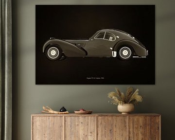 Bugatti 57-SC Atlantic uit 1938 B&W versie van Jan Keteleer