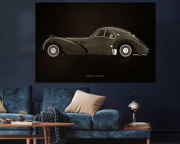 Bugatti 57-SC Atlantic uit 1938 B&W versie van Jan Keteleer