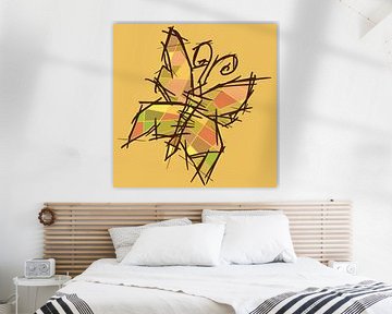 Vlinder kleur vlakken - schets stijl met zomerse kleuren van Emiel de Lange