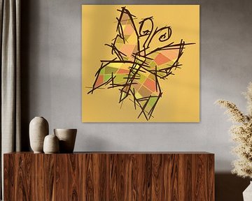 Vlinder kleur vlakken - schets stijl met zomerse kleuren van Emiel de Lange