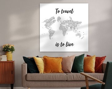 Typographic World Map Wall Circle with Quote | Dutch Language by WereldkaartenShop