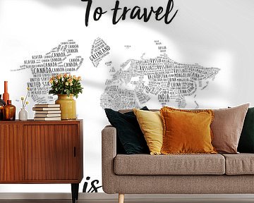 Typographic World Map Wall Circle with Quote | In English by WereldkaartenShop