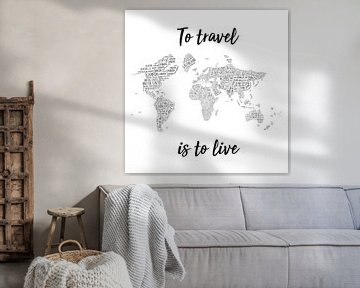 Typografische Wereldkaart Wandcirkel met Quote | Engelstalig van Wereldkaarten.Shop