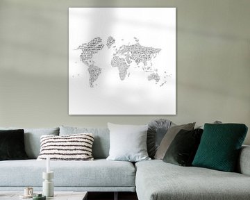 Typografische Wereldkaart Wandcirkel | Engelstalig van WereldkaartenShop