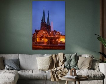 Nikolai kerk, oude stad, Quedlinburg; Harz gebergte, Saksen-Anhalt Duitsland van Torsten Krüger