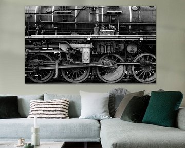 Roues de locomotives à vapeur en noir et blanc sur Sjoerd van der Wal Photographie