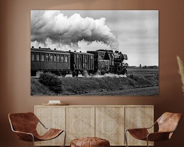 Ancien train à vapeur circulant dans la campagne sur Sjoerd van der Wal Photographie