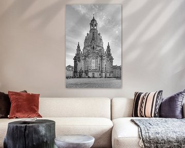 Frauenkirche Dresden zwart en wit van Michael Valjak