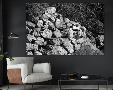 Stenen muur zwart wit van Jadzia Klimkiewicz