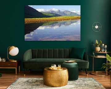 Kleurrijke Glen Etive in Schotland met reflectie van de bergen in de rivier. van Babetts Bildergalerie