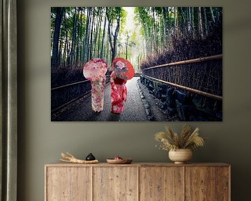 Het bamboebos in Kyoto van Manjik Pictures
