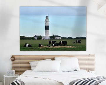 Leuchtturm und Kühe im Partnerlook von Bodo Balzer