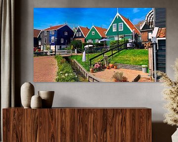 Houten huizen op Marken van Digital Art Nederland