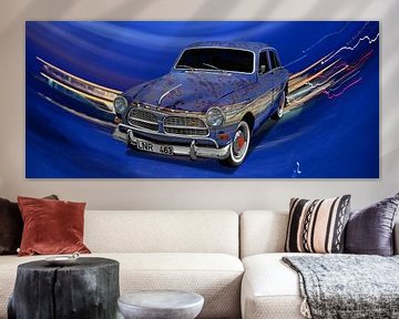 Volvo Amazon Art Car Poster in speciaal blauw van aRi F.