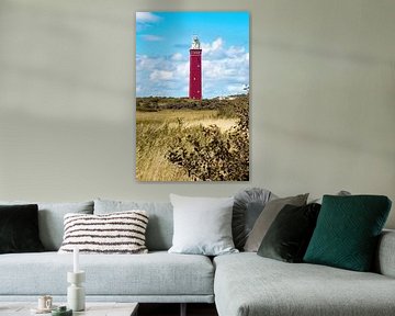 Leuchtturm Ouddorp in Zeeland von den Dünen von Kristof Leffelaer