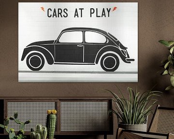 Black Volkswagen Beetle on white wall by Jan van Dasler