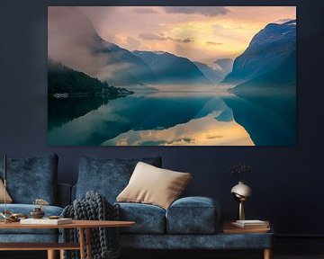 Sunrise Lovatnet, Norvège sur Henk Meijer Photography