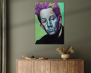 Egon Schiele Porträt in Grün von Helia Tayebi Art