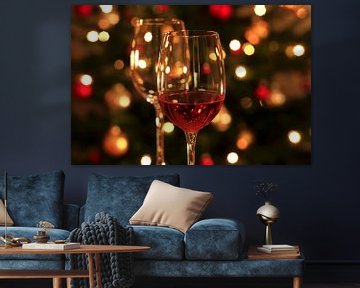 Wine glasses in front of Christmas tree by Thomas Jäger