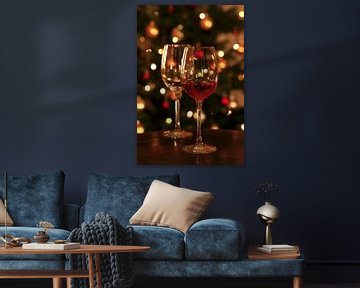 Wine in front of Christmas tree by Thomas Jäger