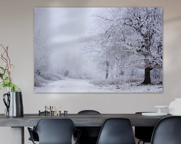 Forest road with snowy trees by Karijn | Fine art Natuur en Reis Fotografie